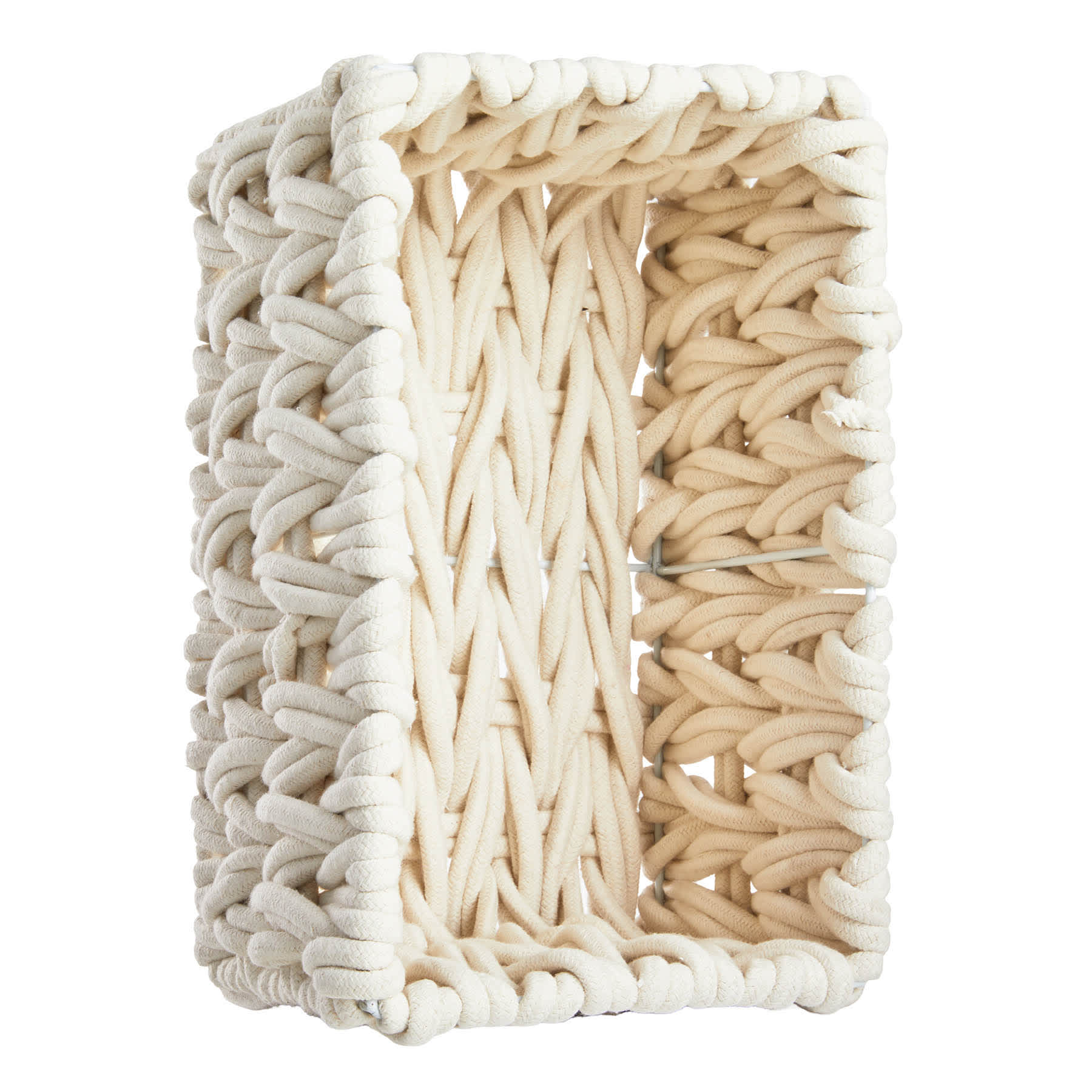 Chunky White Rectangle Fabric Storage Basket, Small