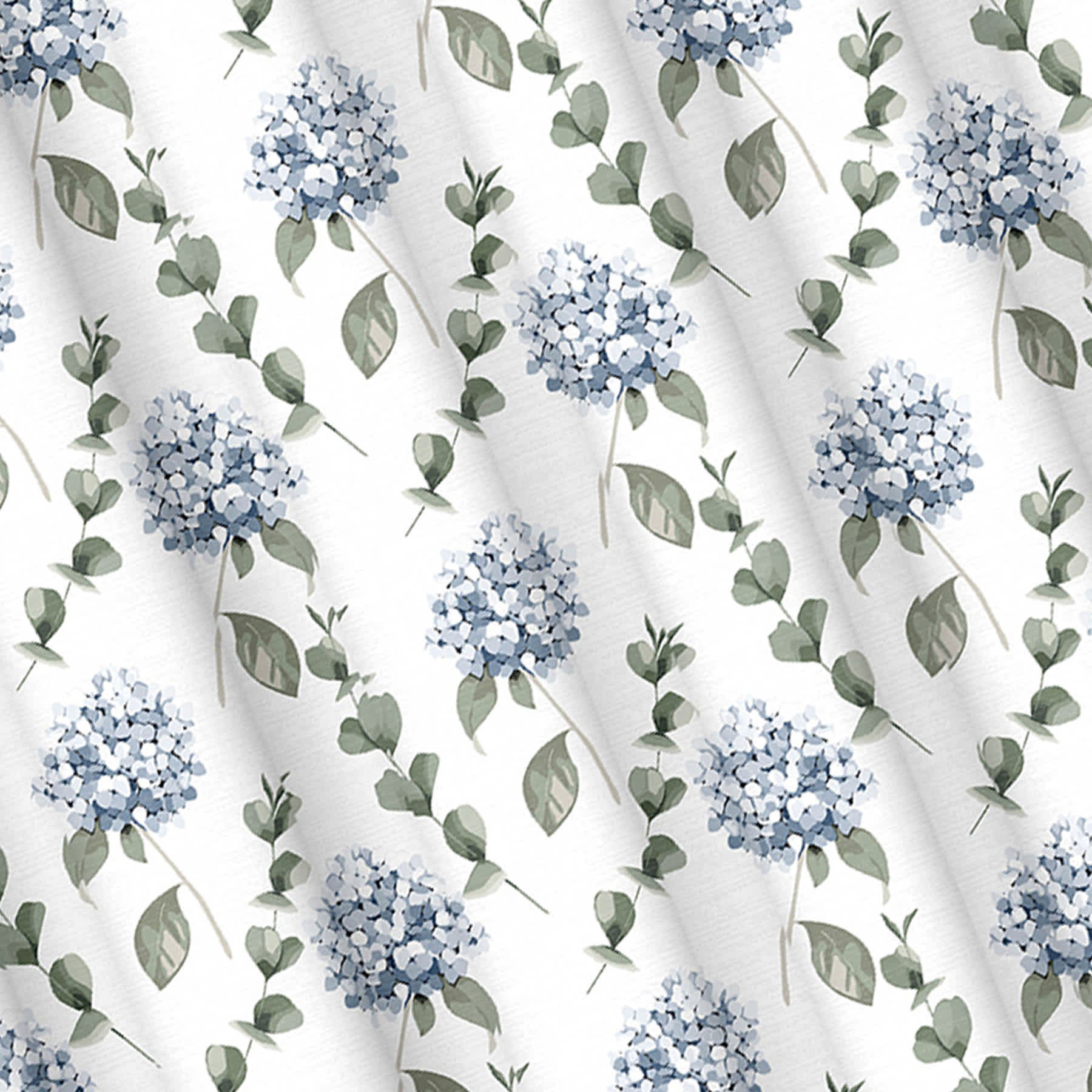 13-Piece Blue Hydrangea Print Shower Curtain Set