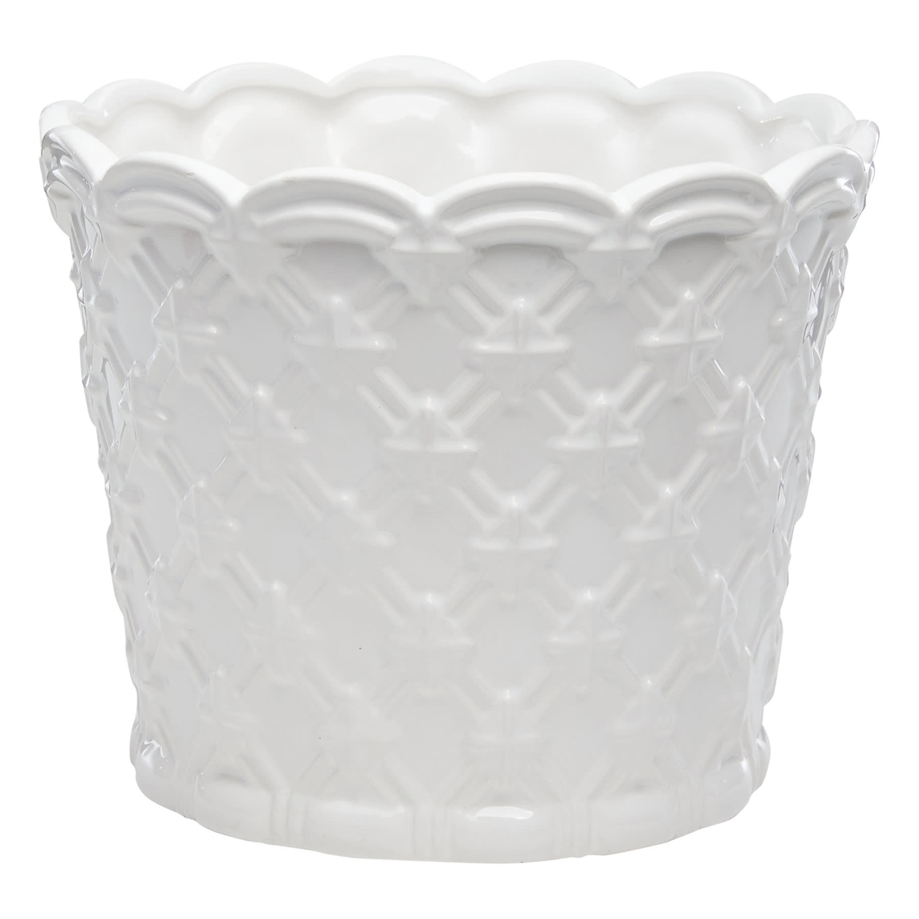 Providence Indoor White Ceramic Weave Planter, 8"