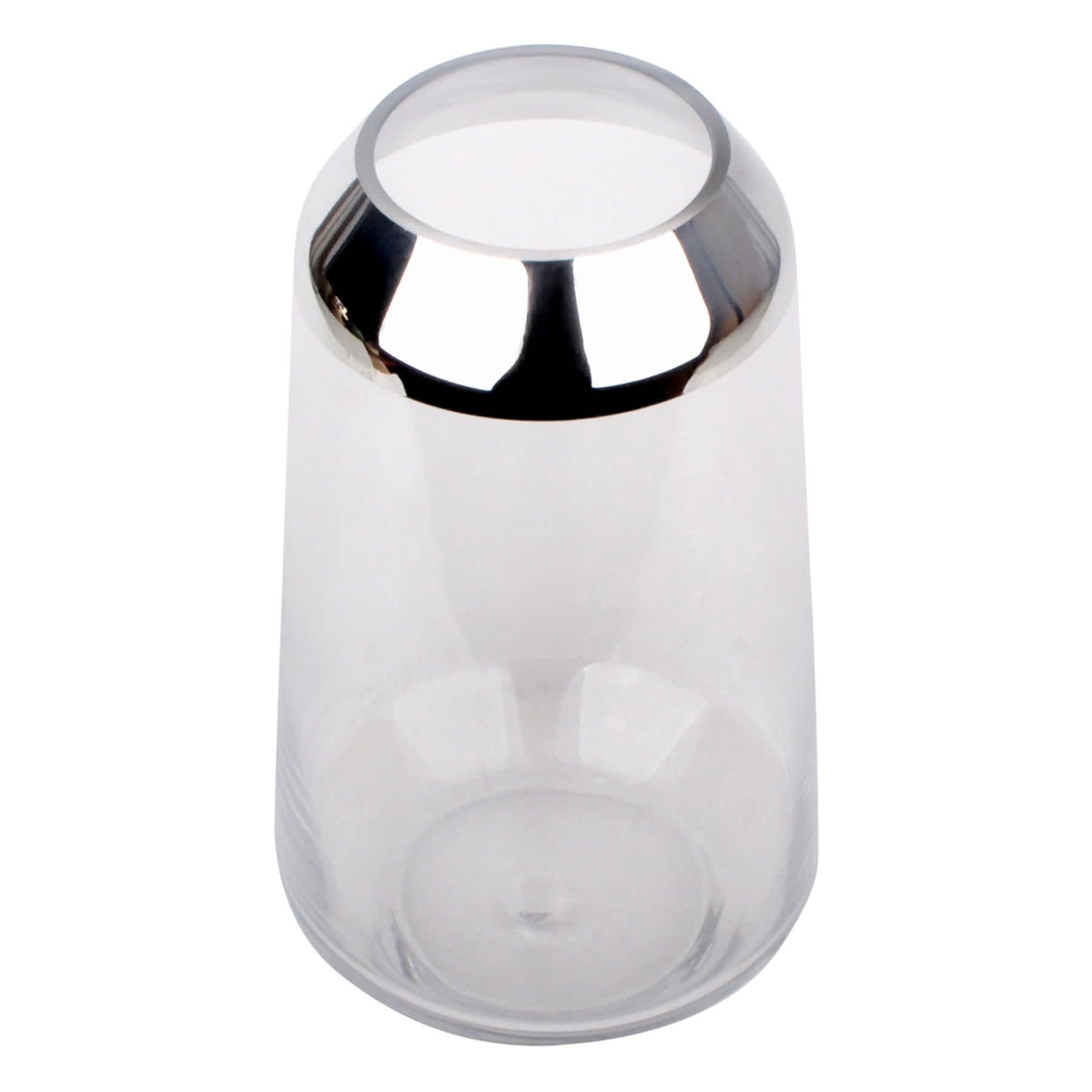 Laila Ali Clear Glass Vase with Silver Trim, 8.5"