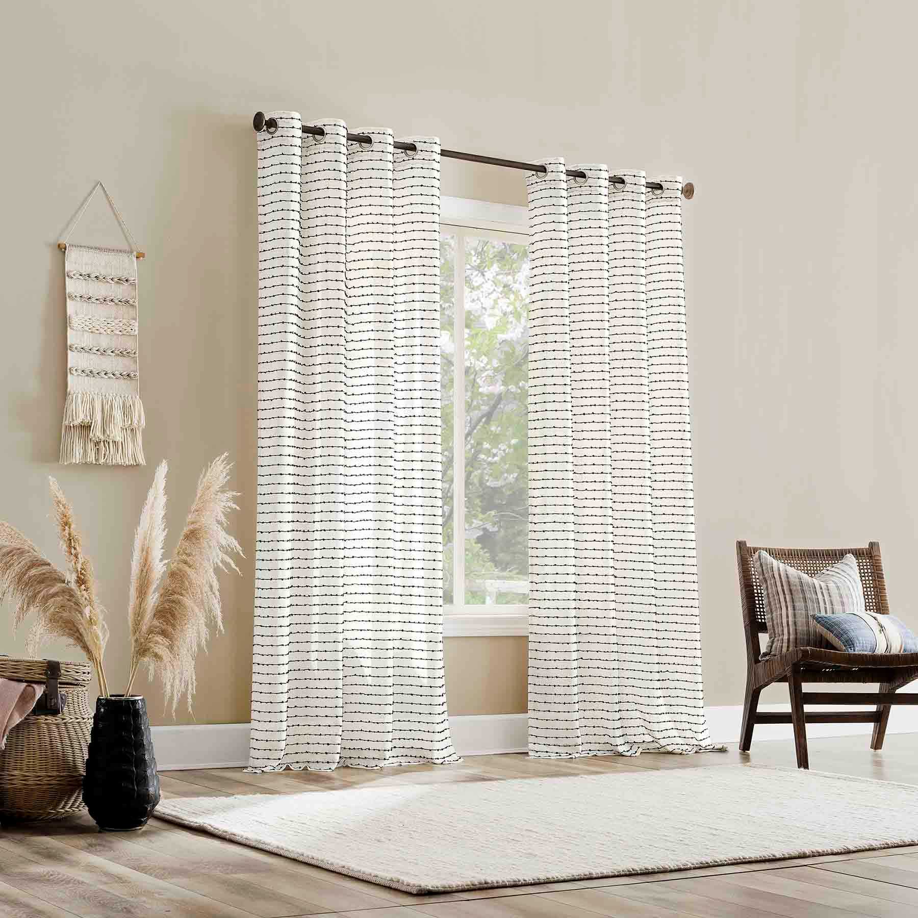 Nordic Black Sheer Grommet Curtain Panel, 84"