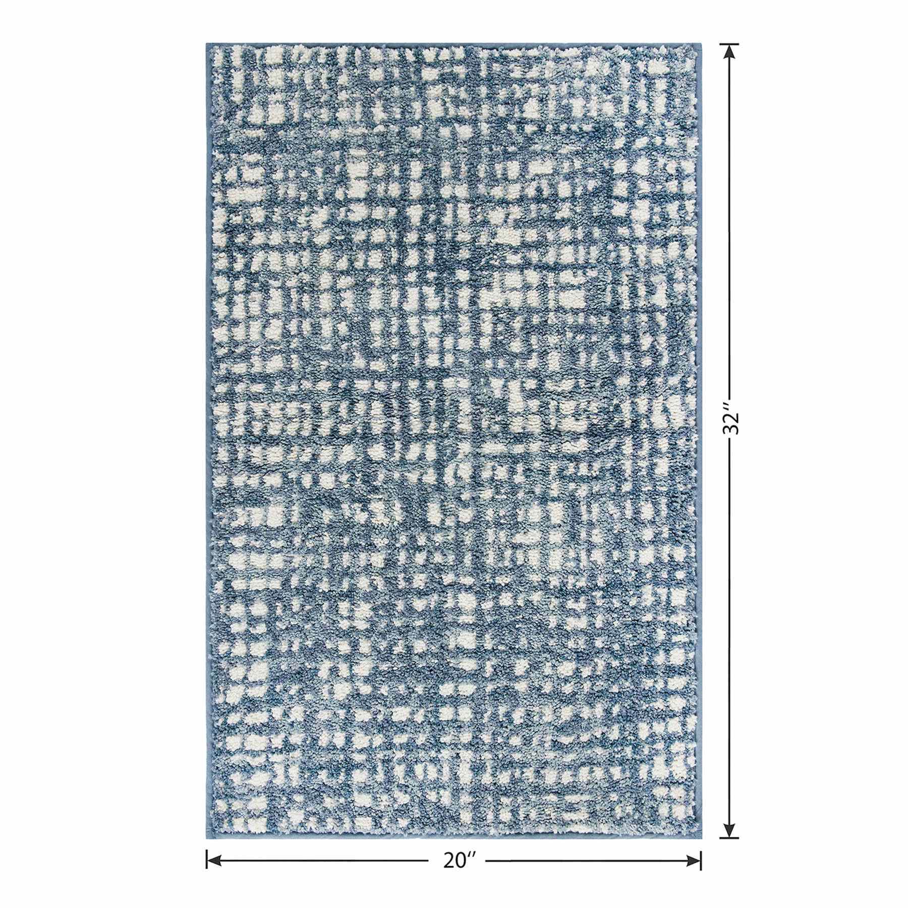 Grayson Blue Abstract Knitted Washable Accent Rug with Gel Latex Back, 20x32