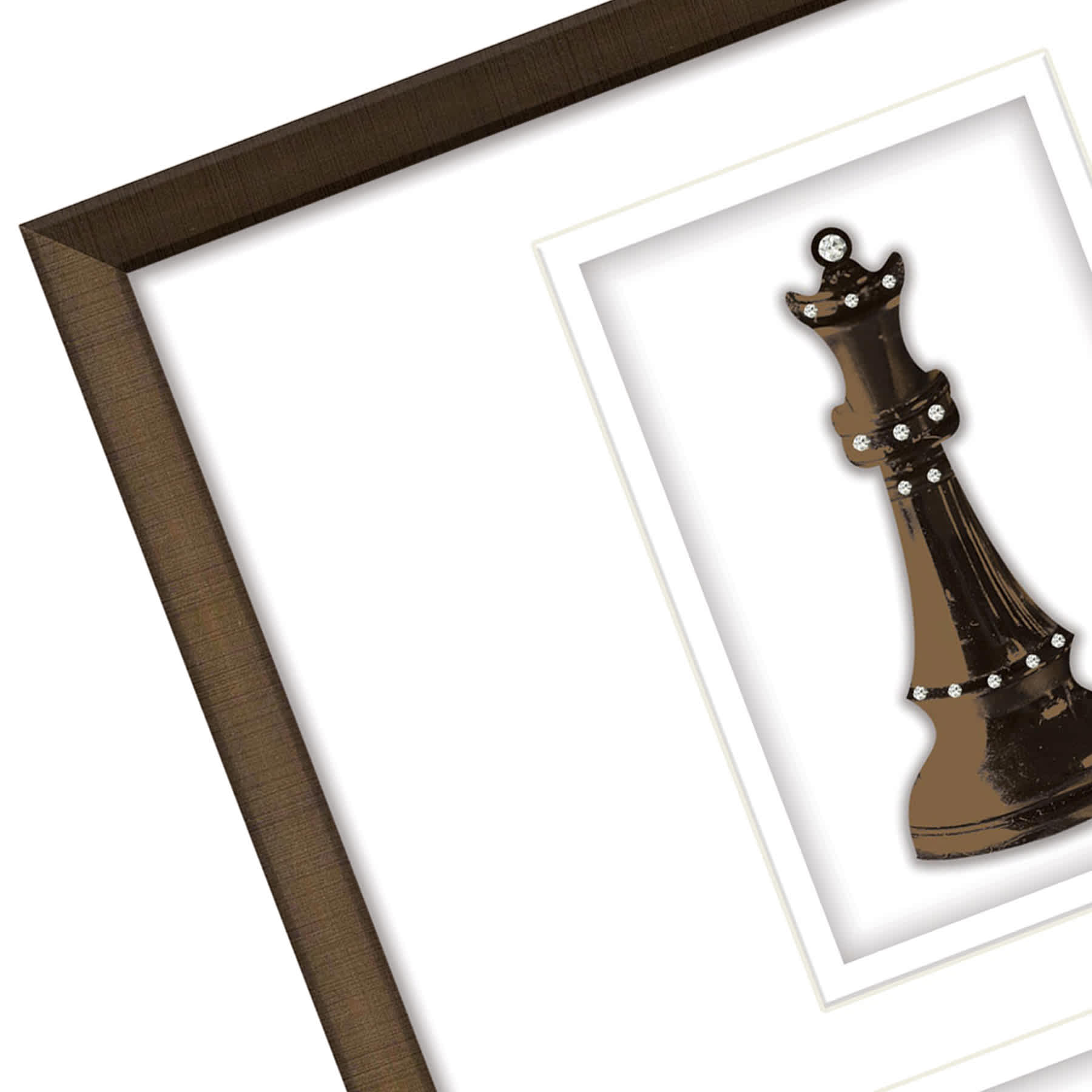 Framed Chess Queen Print Under Glass Jeweled Wall Art, 13x11