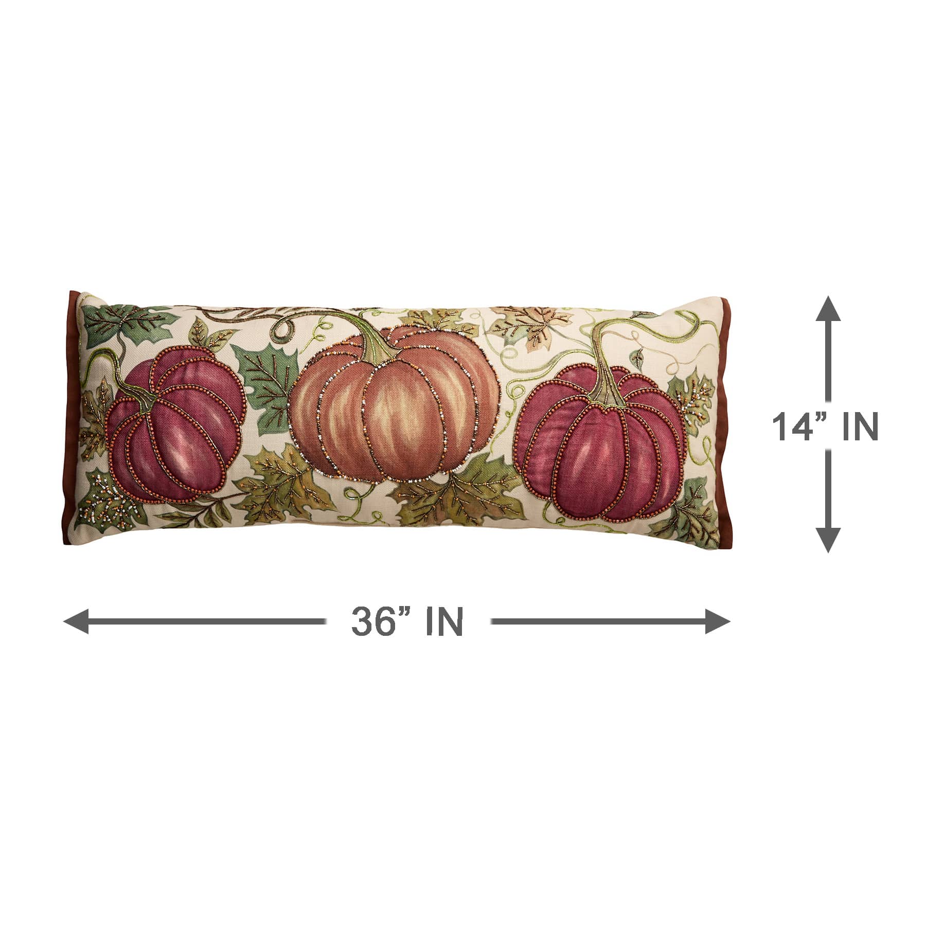 Embroidered Mauve Pumpkins Oblong Throw Blanket, 14x36