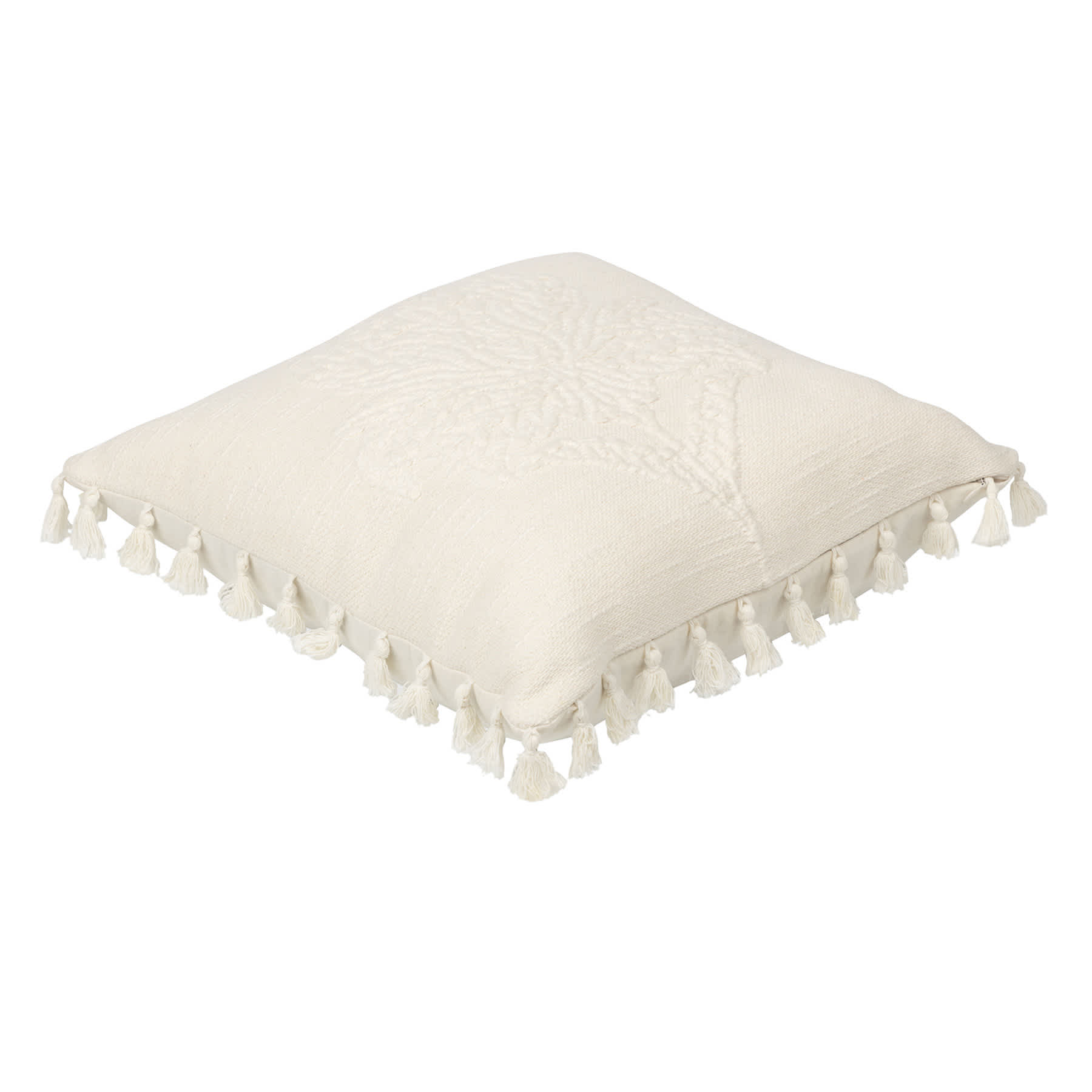 Found & Fable Lotus Floral Throw Pillow with Tassels, 18"