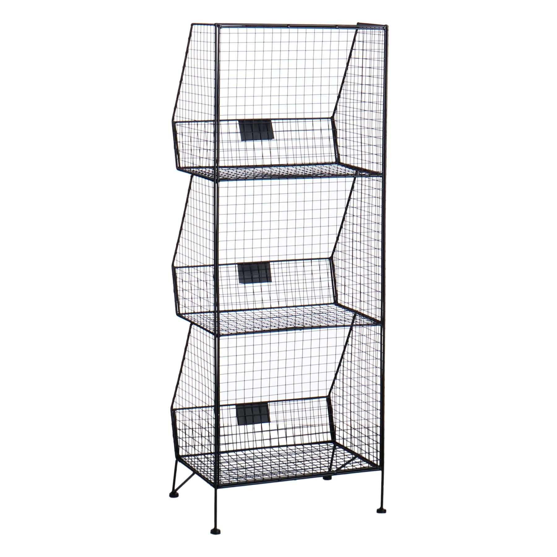3-Tier Black Metal Mesh Shelf