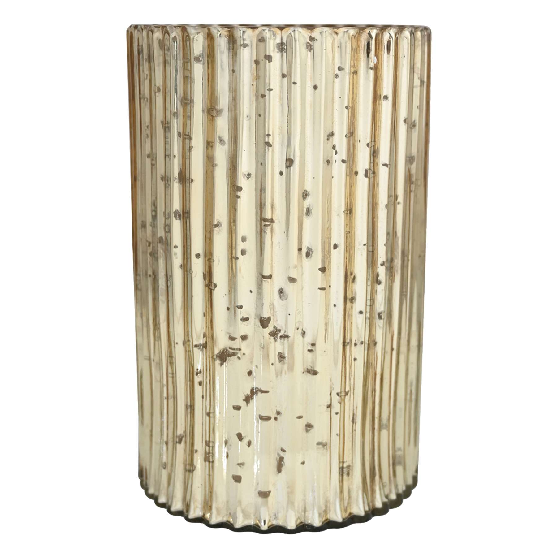 Tracey Boyd Gold Mercury Glass Hurricane Candle Holder, 9"