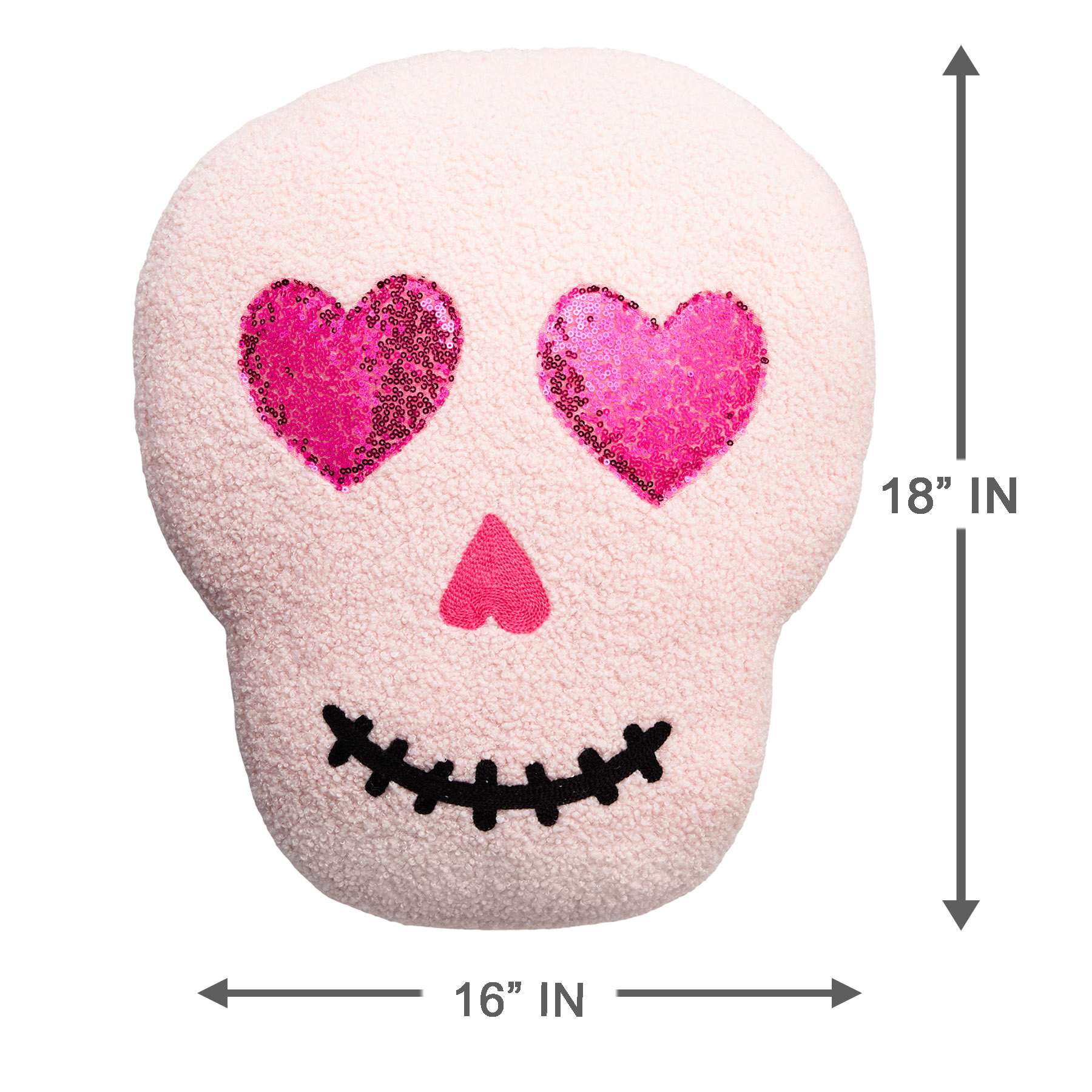 Hey Boo! Pink Skull Shaped Throw Pillow, 18x16