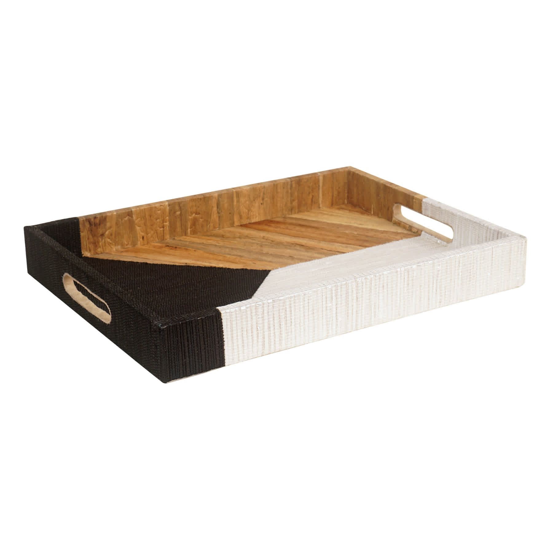 Crosby St. Black Fabric & Wood Tray, 12x16