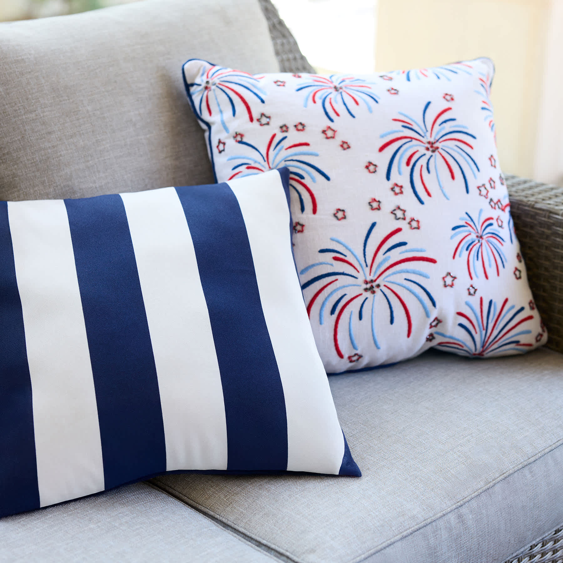 Honeybloom Embroidered Firework Throw Pillow, 18"