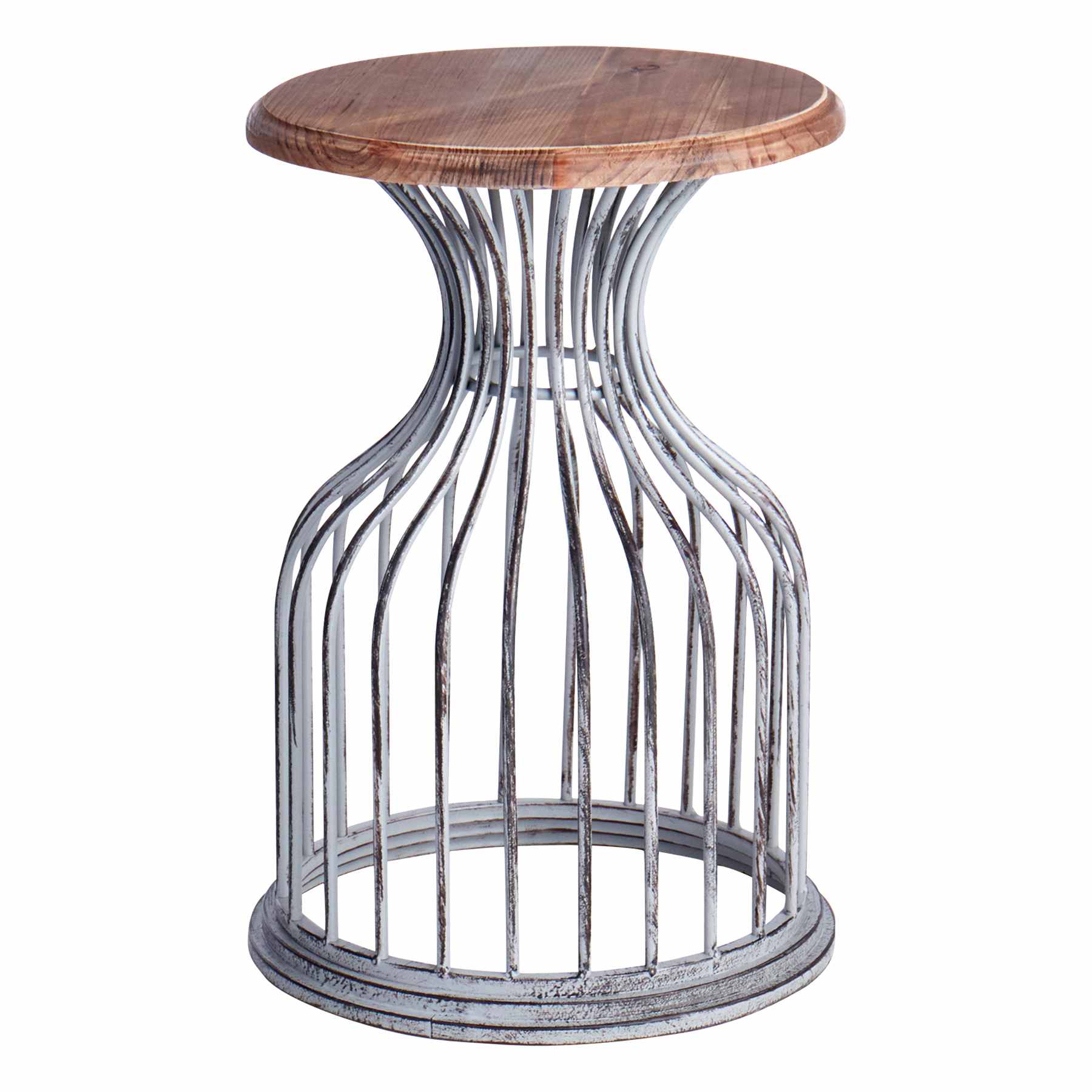 Wood & Metal Accent Table, Silver
