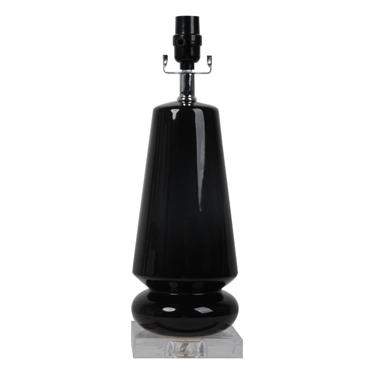 Black Ceramic with Acrylic Platform Medium Table Lamp Base, 18"