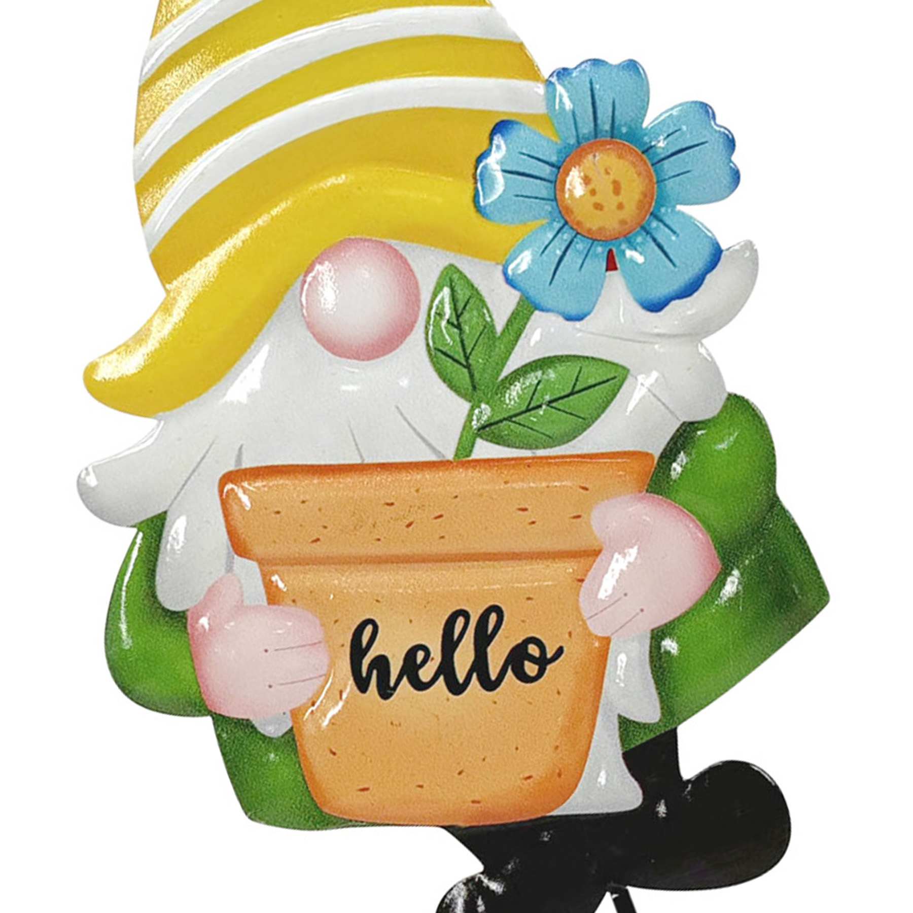 Hello Yellow Gnome Yard Pick, 11.5"
