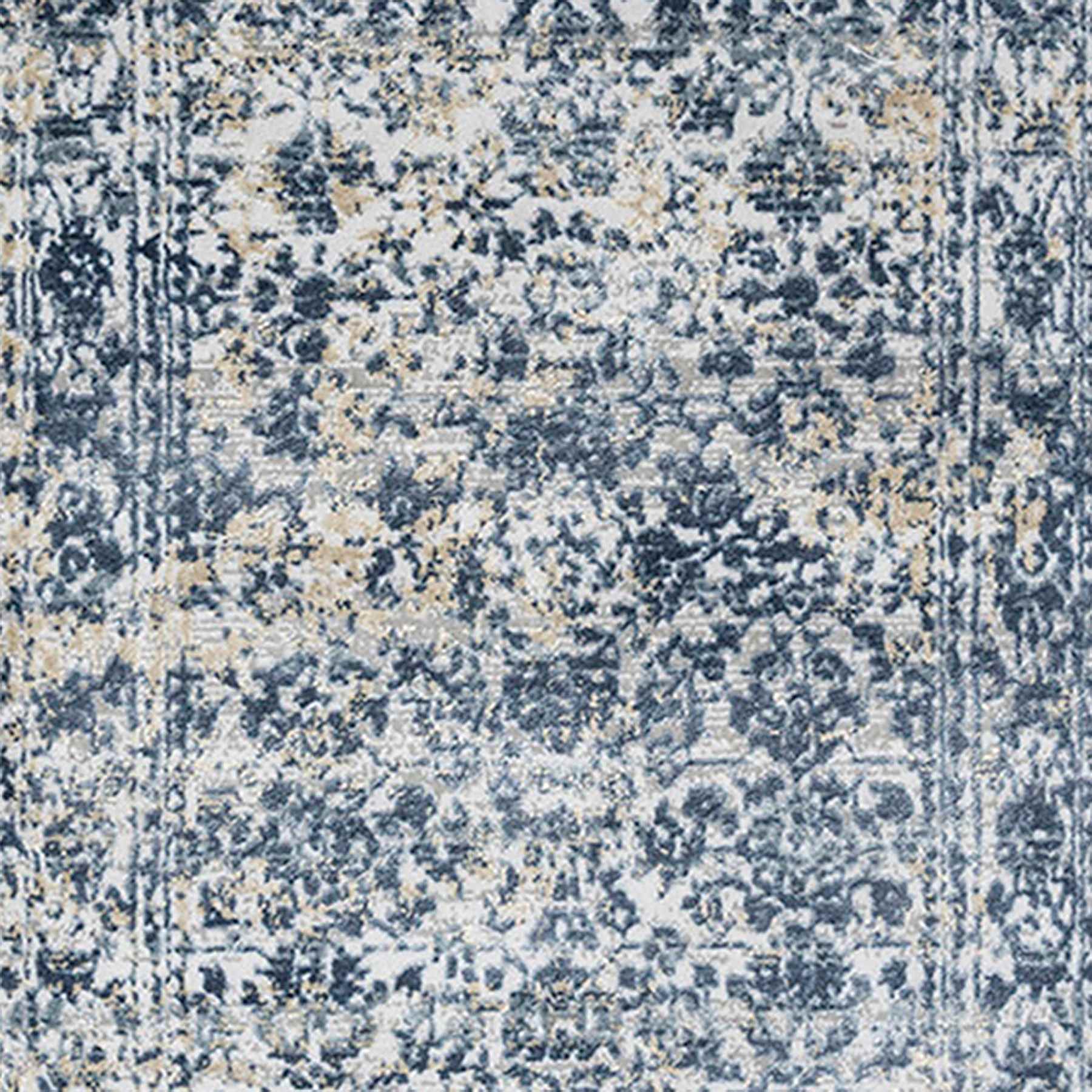 (A377) Providence Venice Distressed Look Blue Runner, 2x7