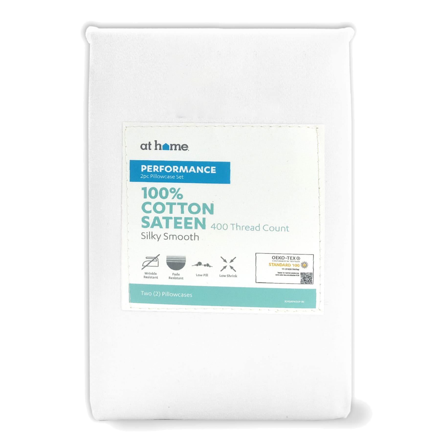 2-Piece White 400 Thread Count Performance Pillowcase Set, King