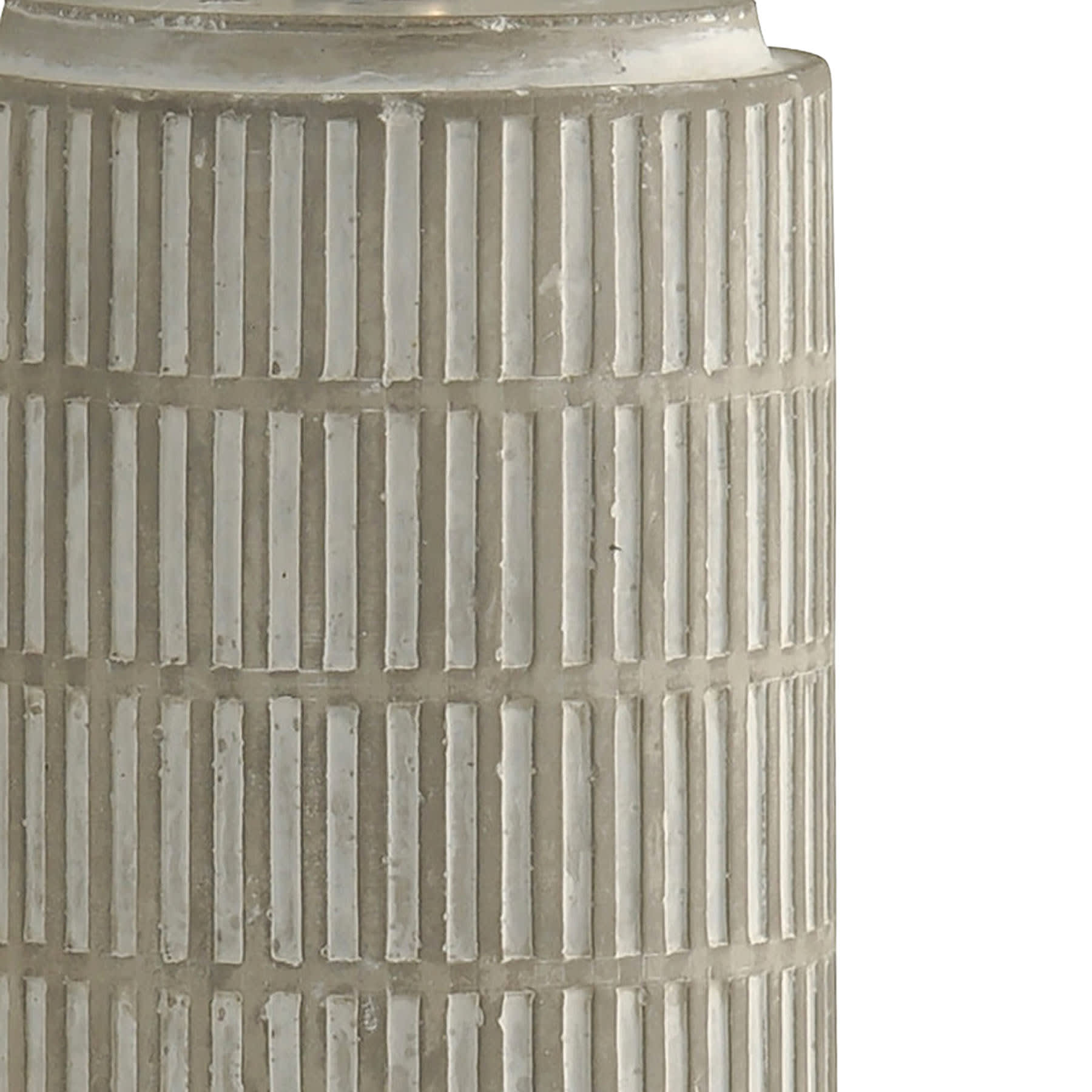 Grey Carved Pillar Small Lamp Base, 14.5"