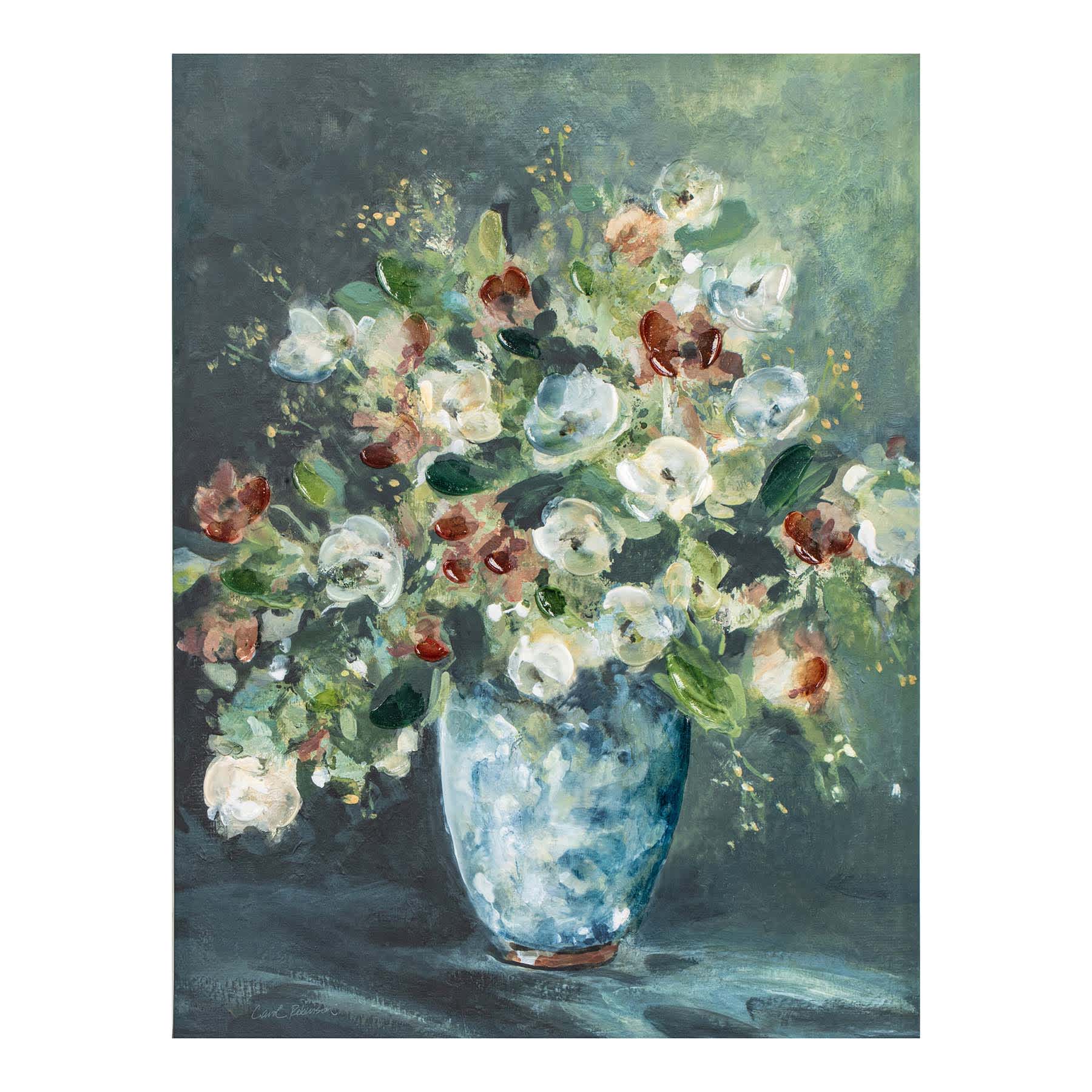 Green Floral Canvas Wall Art, 24x32