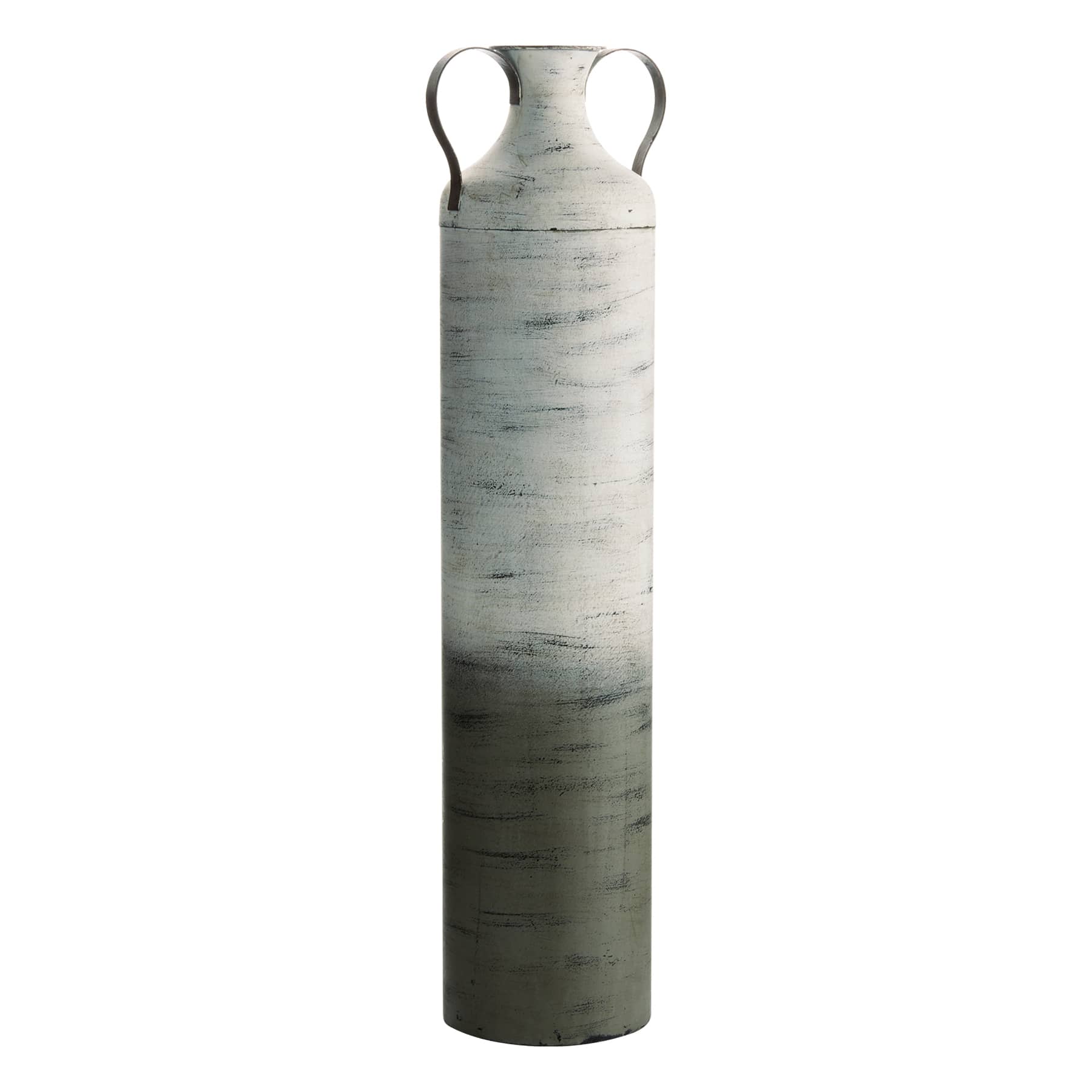 Neutral Metal Floor Vase with Handles, 30"