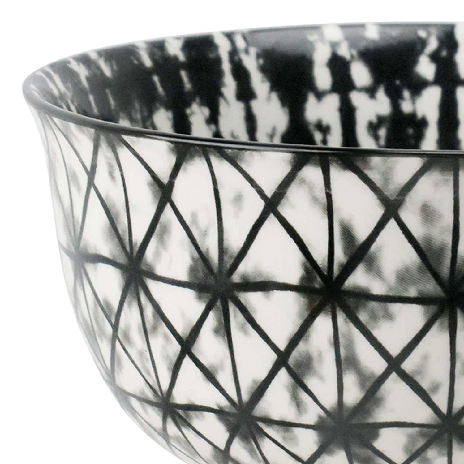 Black & White Batik Printed Stoneware Bowl, 6"
