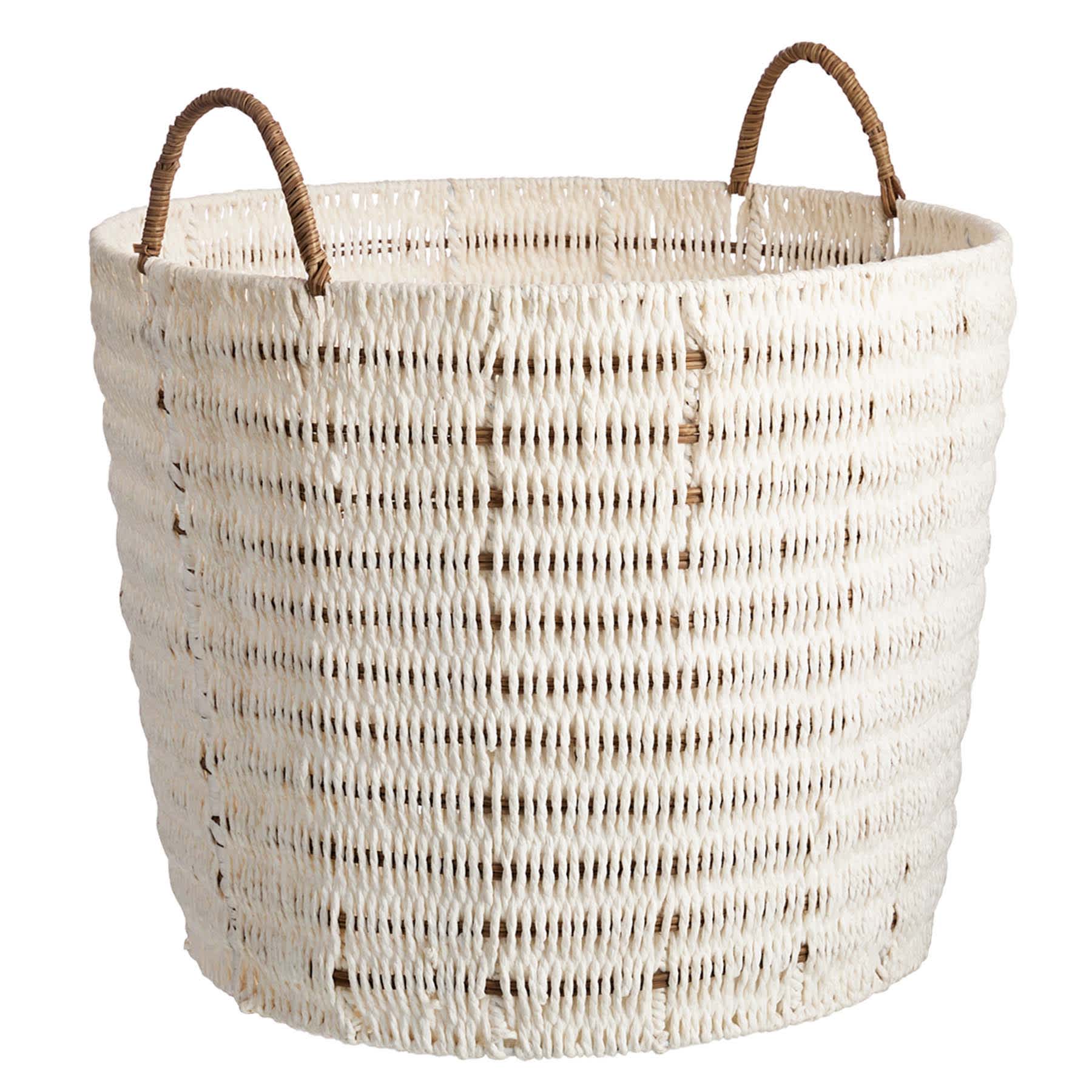 Found & Fable White Paper Rope Round Basket, Large