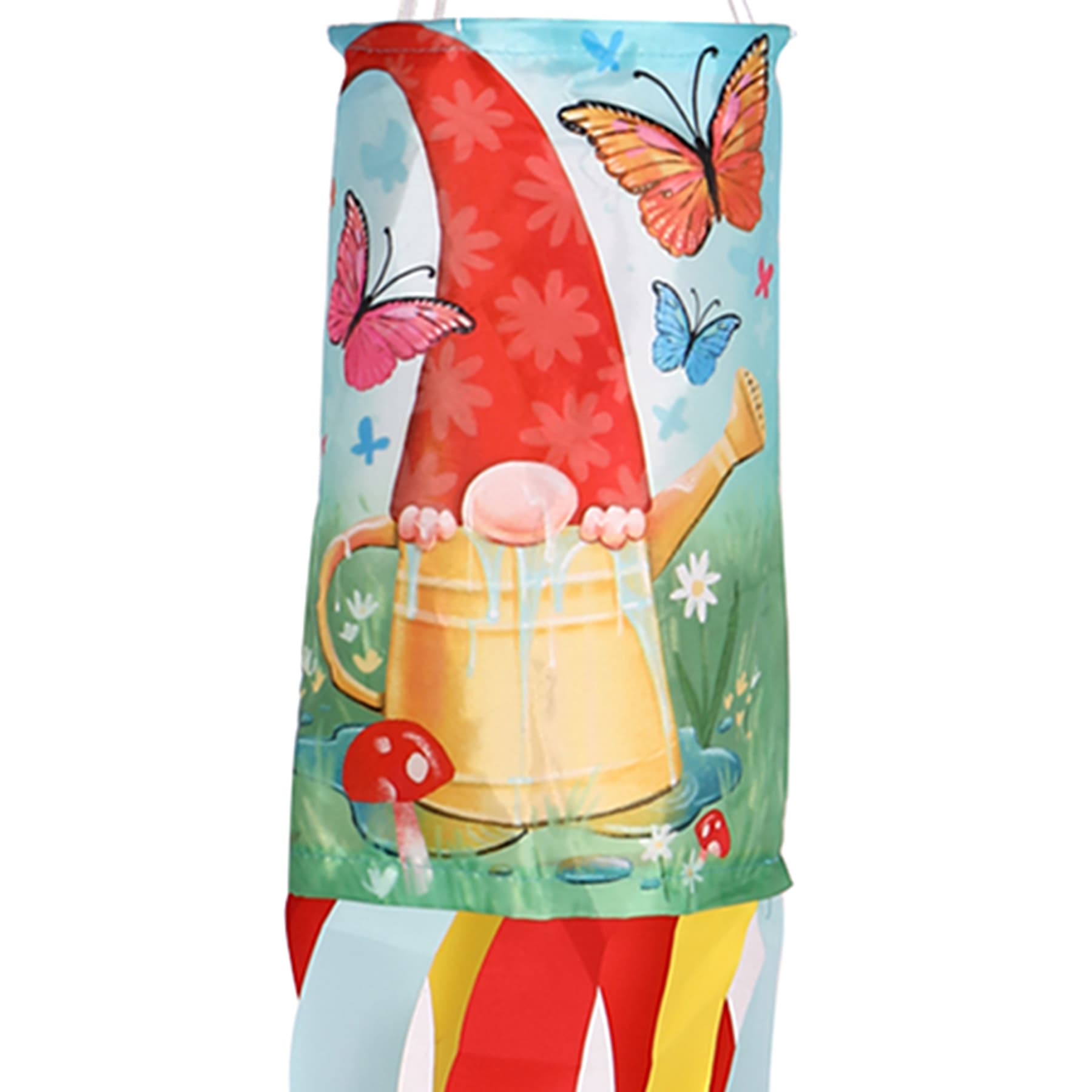 Watering Can Gnome Hanging Windsock, 38"