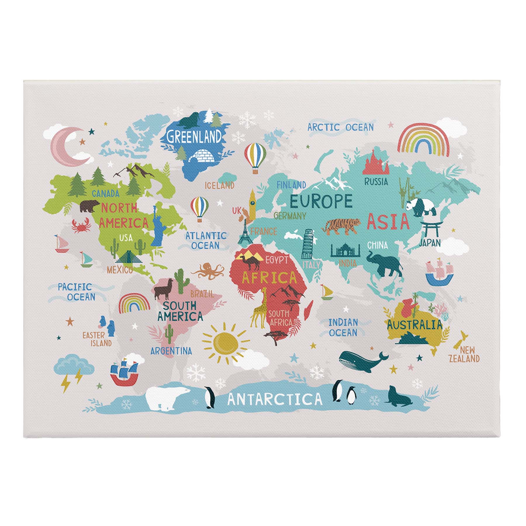 Kids Freshed Map Canvas Wall Art, 30x24