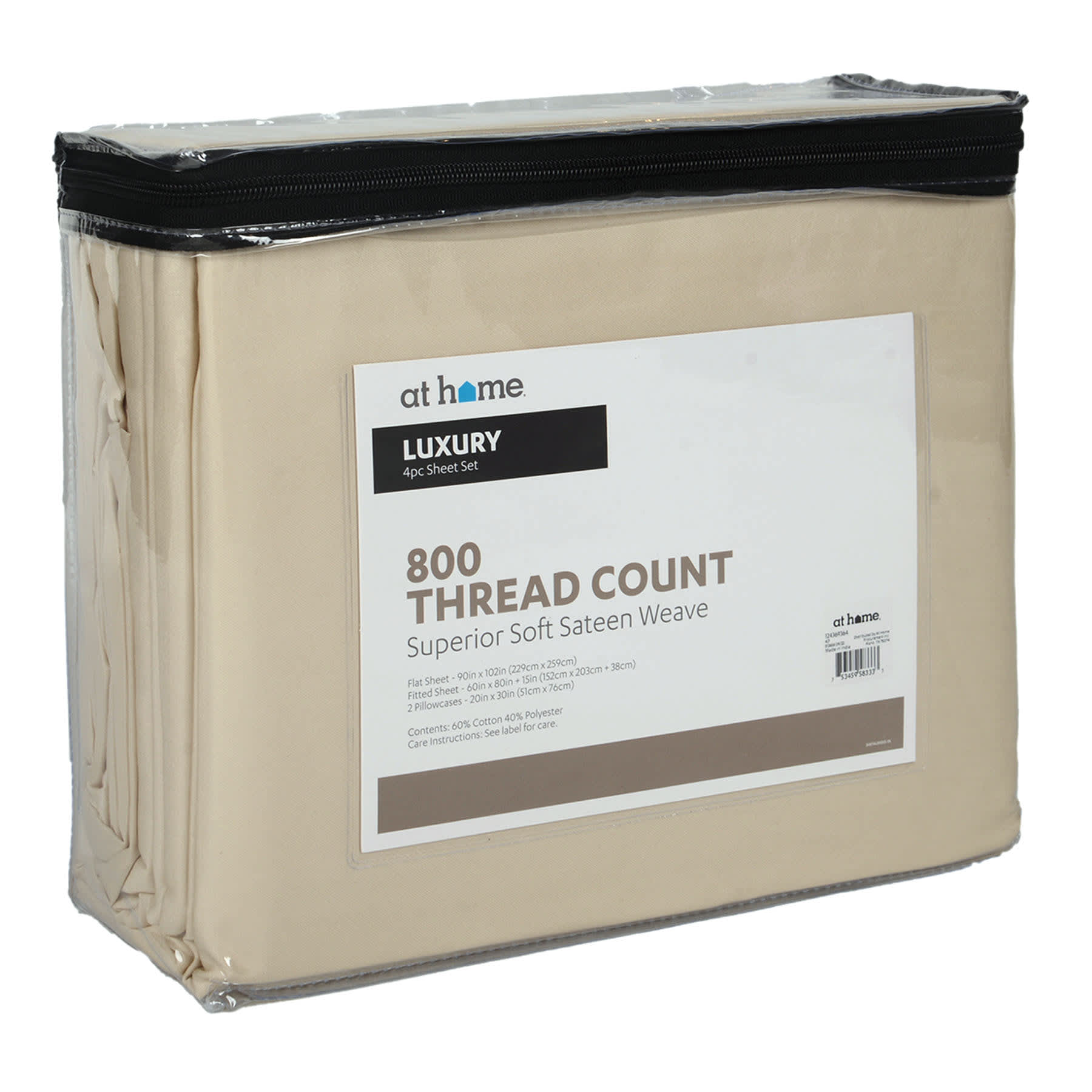 4-Piece Taupe 800 Thread Count Luxury Sheet Set, Queen