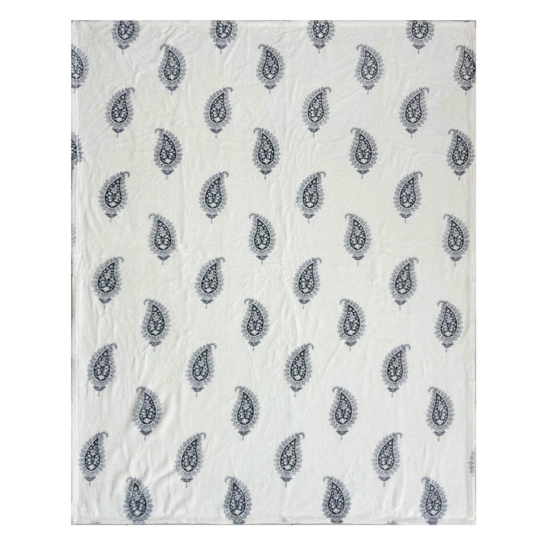 Honeybloom Paisley Block Print Micro Plush Throw Blanket, 50x60