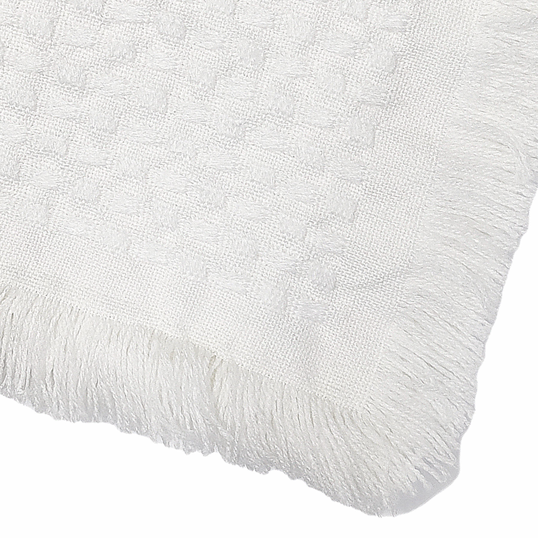 Honeybloom White Frayed Edge Throw Blanket, 50x60
