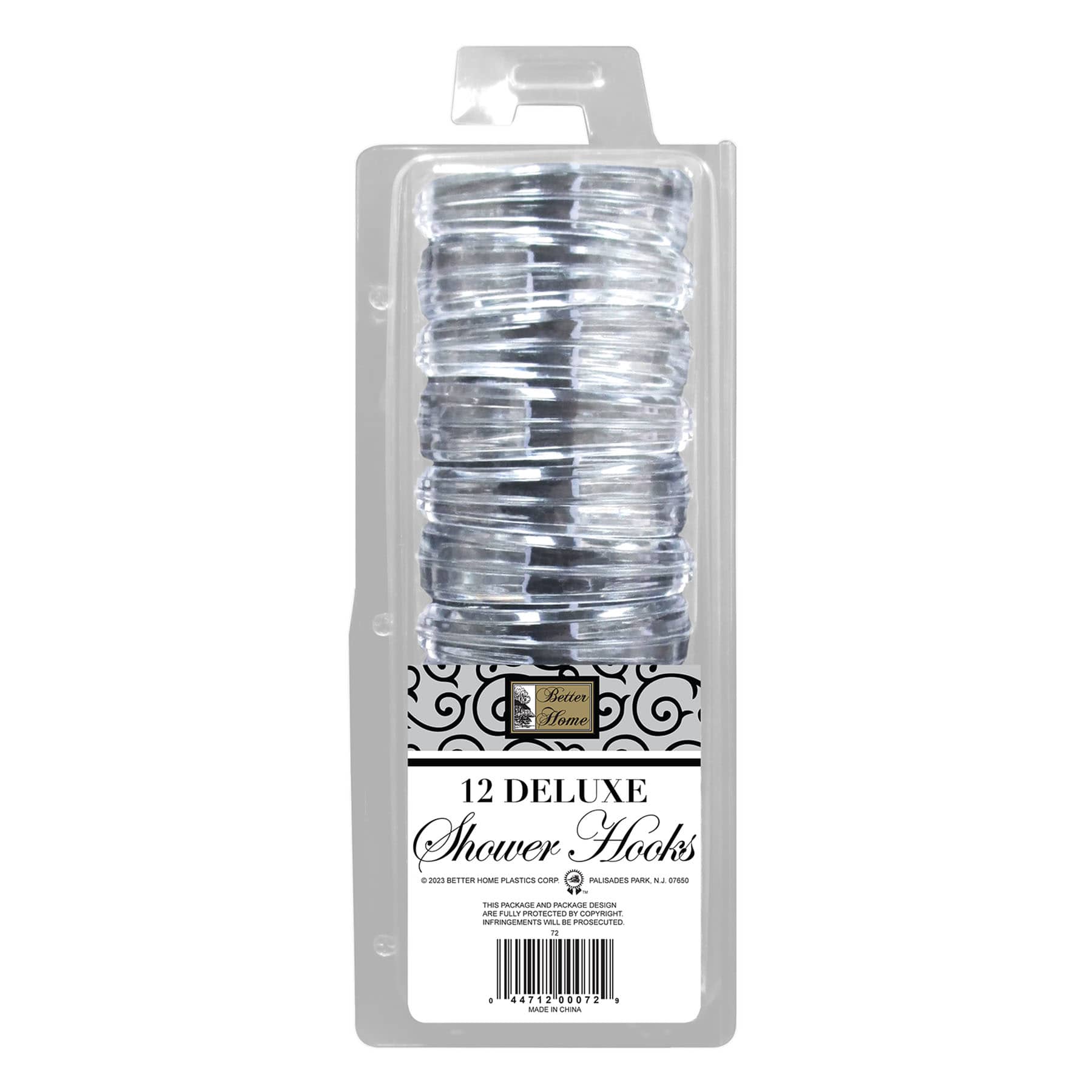 12-Piece Clear Plastic Shower Hooks