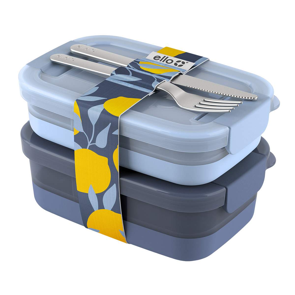 Ello Blueberry Plastic Lunch Stack