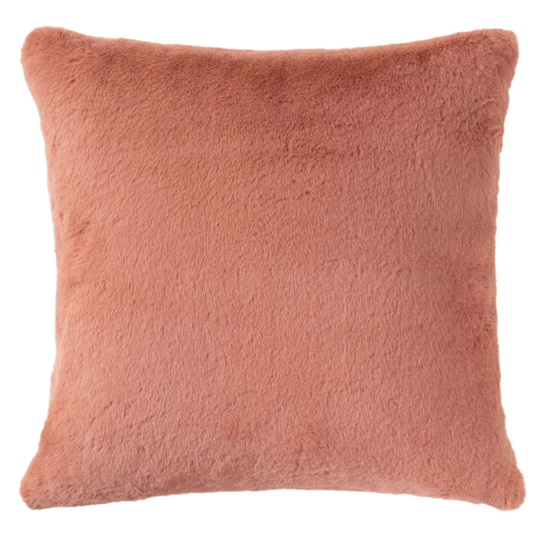Bristol Blush Faux Fur Throw Pillow, 18"