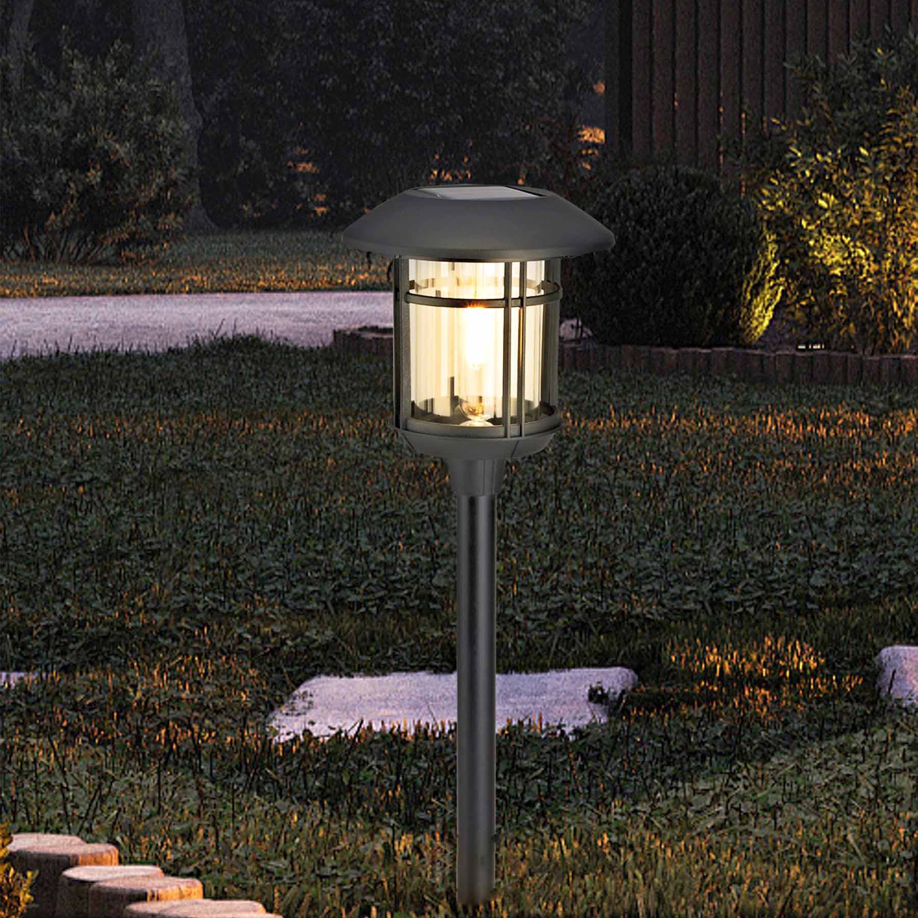 10-Lumen Solar Black Filament Bulb Pathway Light