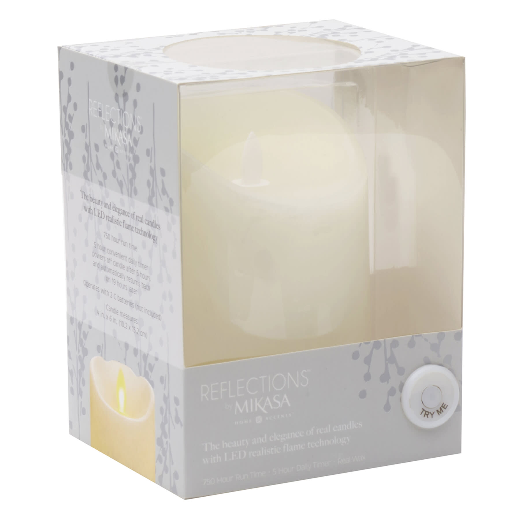White LED Pillar Candle, 4x6