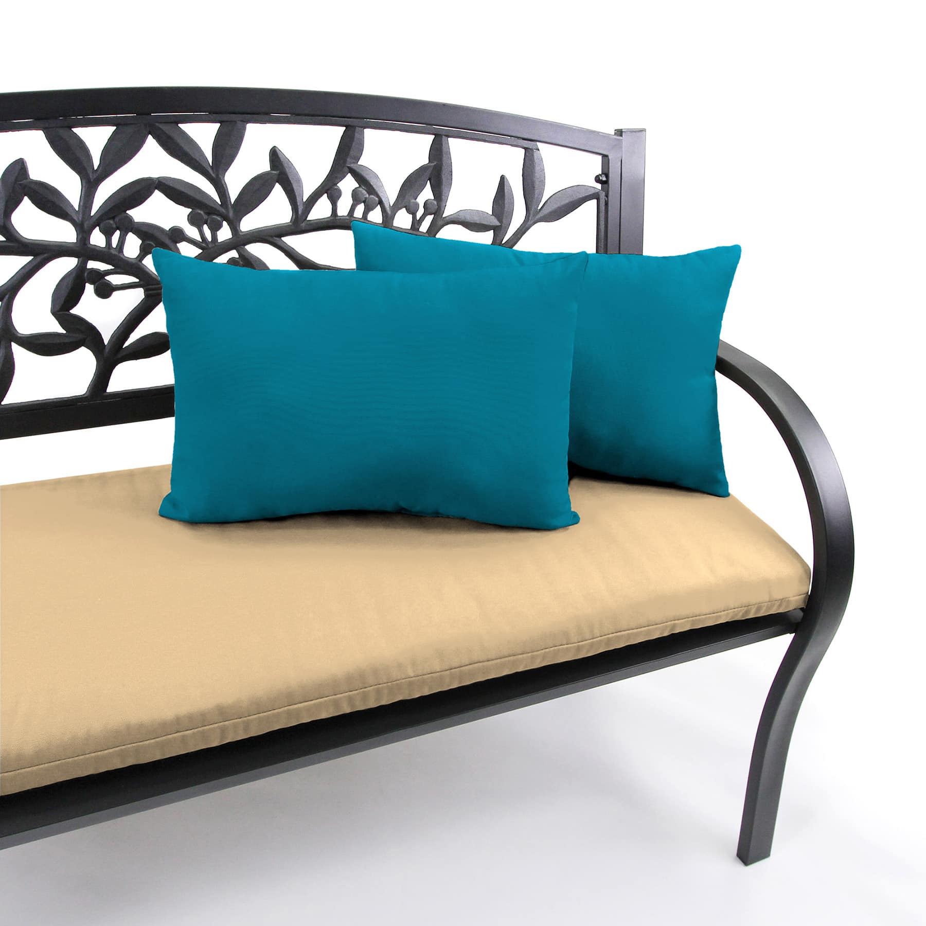 Turquoise Canvas Lumbar Outdoor Throw Pillow, 14x20