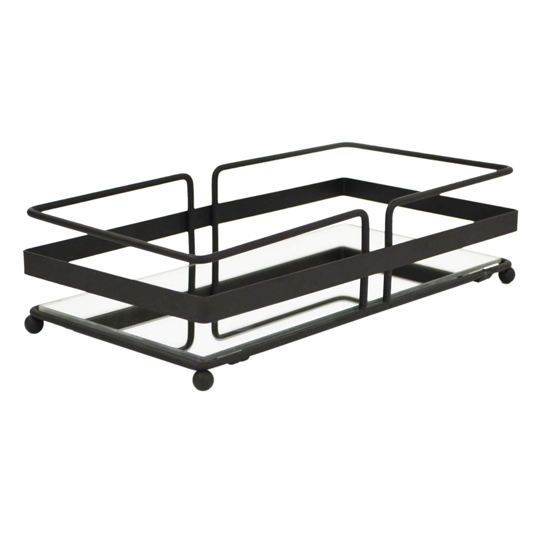 Sotto Matte Black Mirrored Rectangular Mirrored Vanity Tray