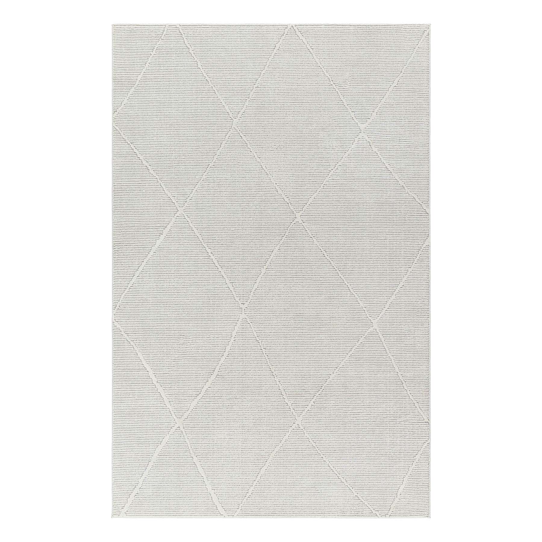 (B878) Alder Grey Diamond Design Washable Runner, 2x7
