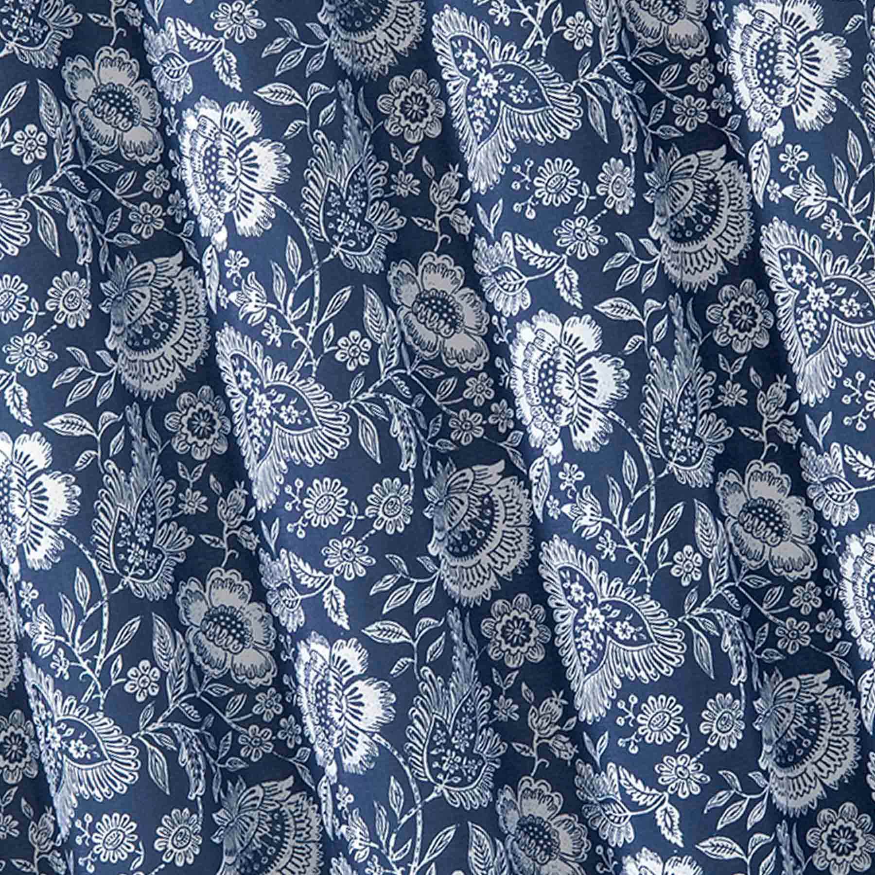 13-Piece Navy Suma Floral Shower Curtain Set, 72"