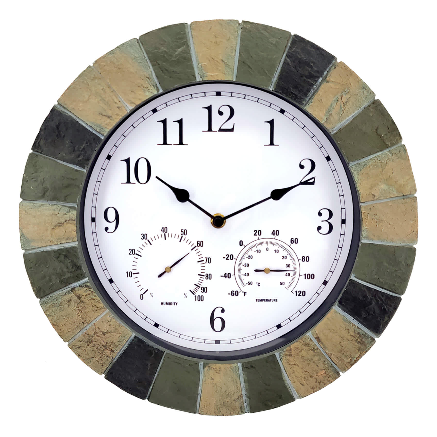 Outdoor Clock with Thermometer & Hygrometer, 13.5"