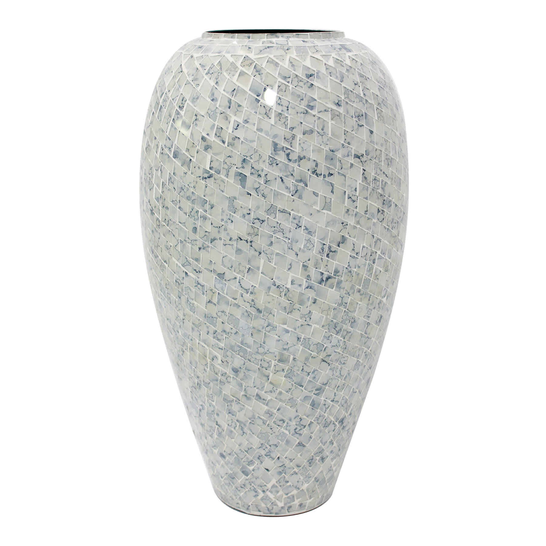 Blue and White Mosaic Vase, 19"