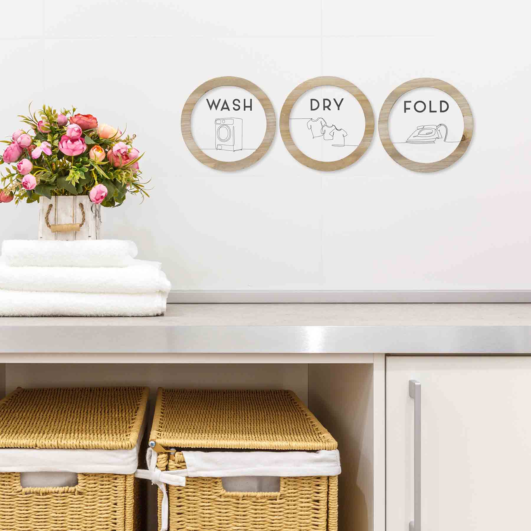 3-Piece Wash, Dry, Fold Wall Art, 8"