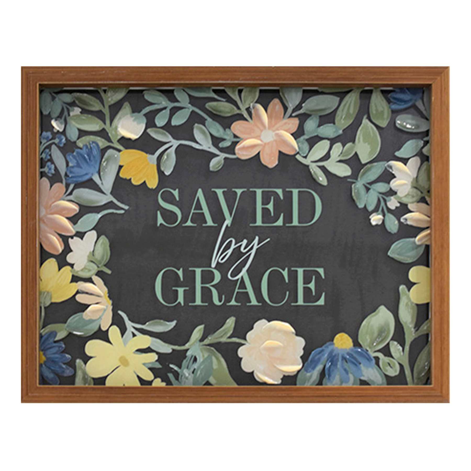 Glass Framed Saved by Grace Framed Print Wall Art, 14x11