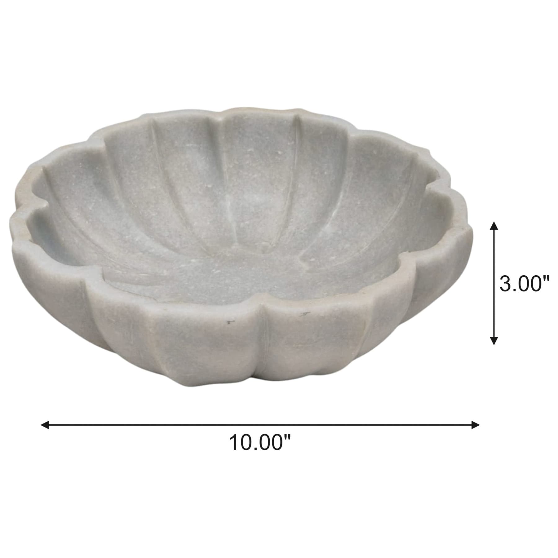 White Marble Lotus Bowl, 10x3