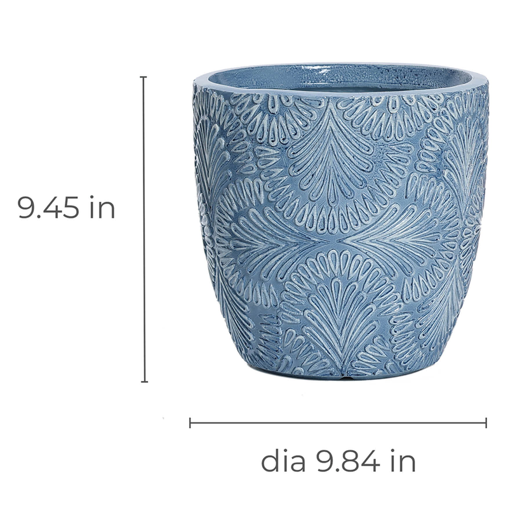 Blue Glazed Damask Outdoor Planter, Small
