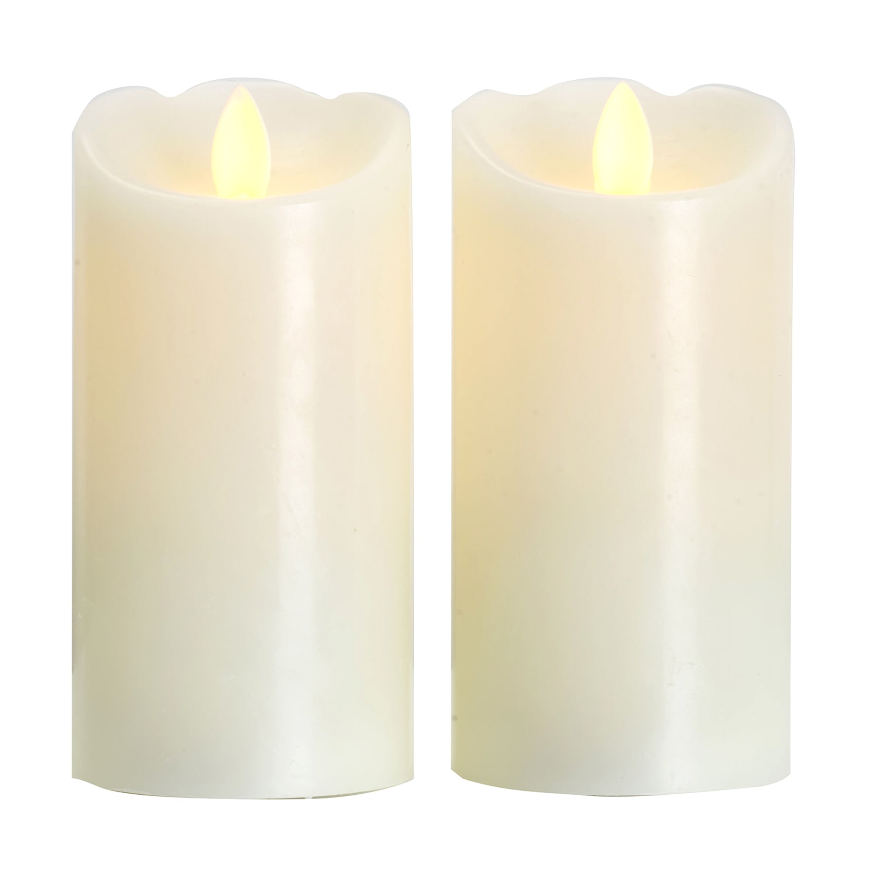 2-Pack White Realistic LED Pillar Candles, 3x6