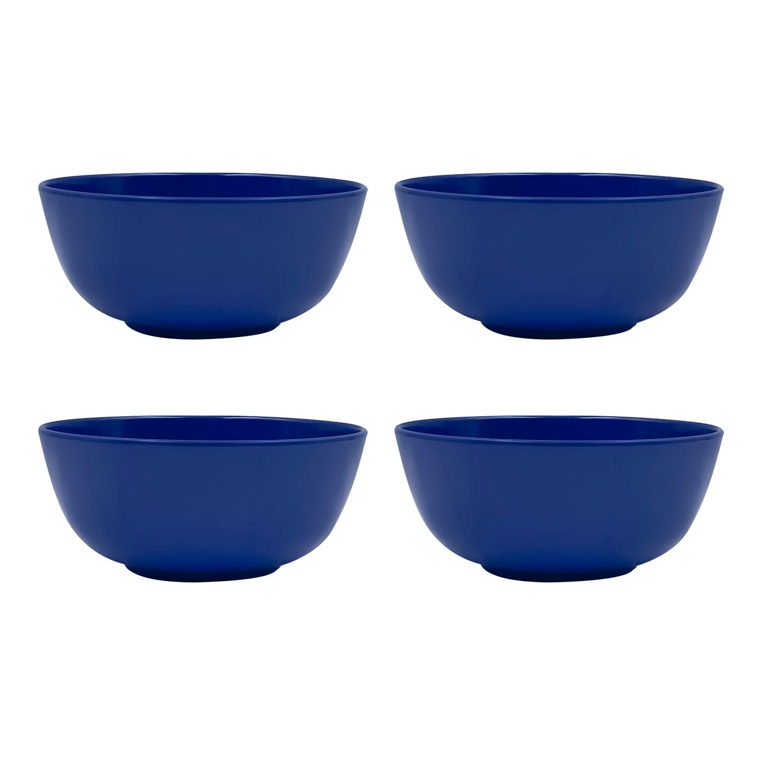 Set of 4 Solid Blue Melamine Bowls, 6"