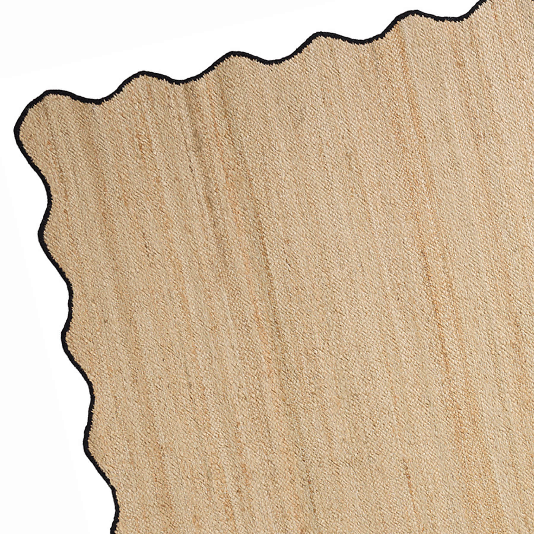 (B891) Juniper Jute with Scalloped Black Trim Area Rug, 8x10