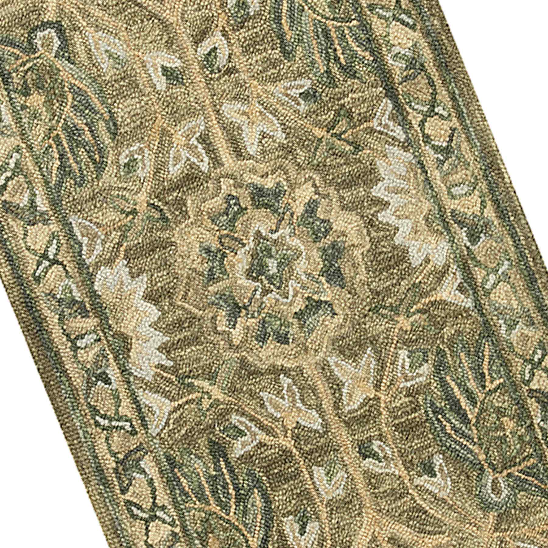 (A496) Honeybloom Victoria Sage Floral Hooked Runner, 2x7