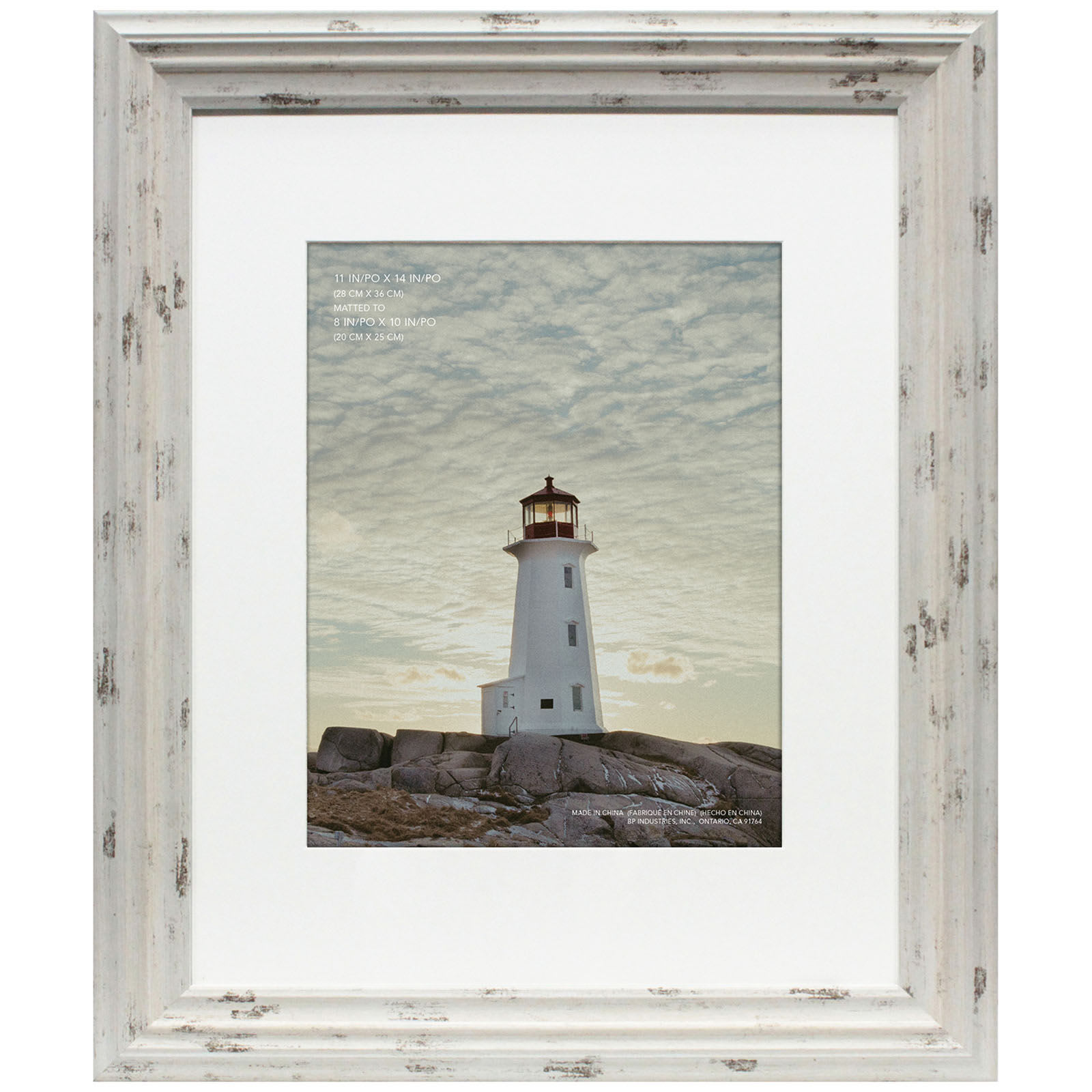 Miranda 11x14 Matted to 8x10 Wall Frame, Distressed Cream