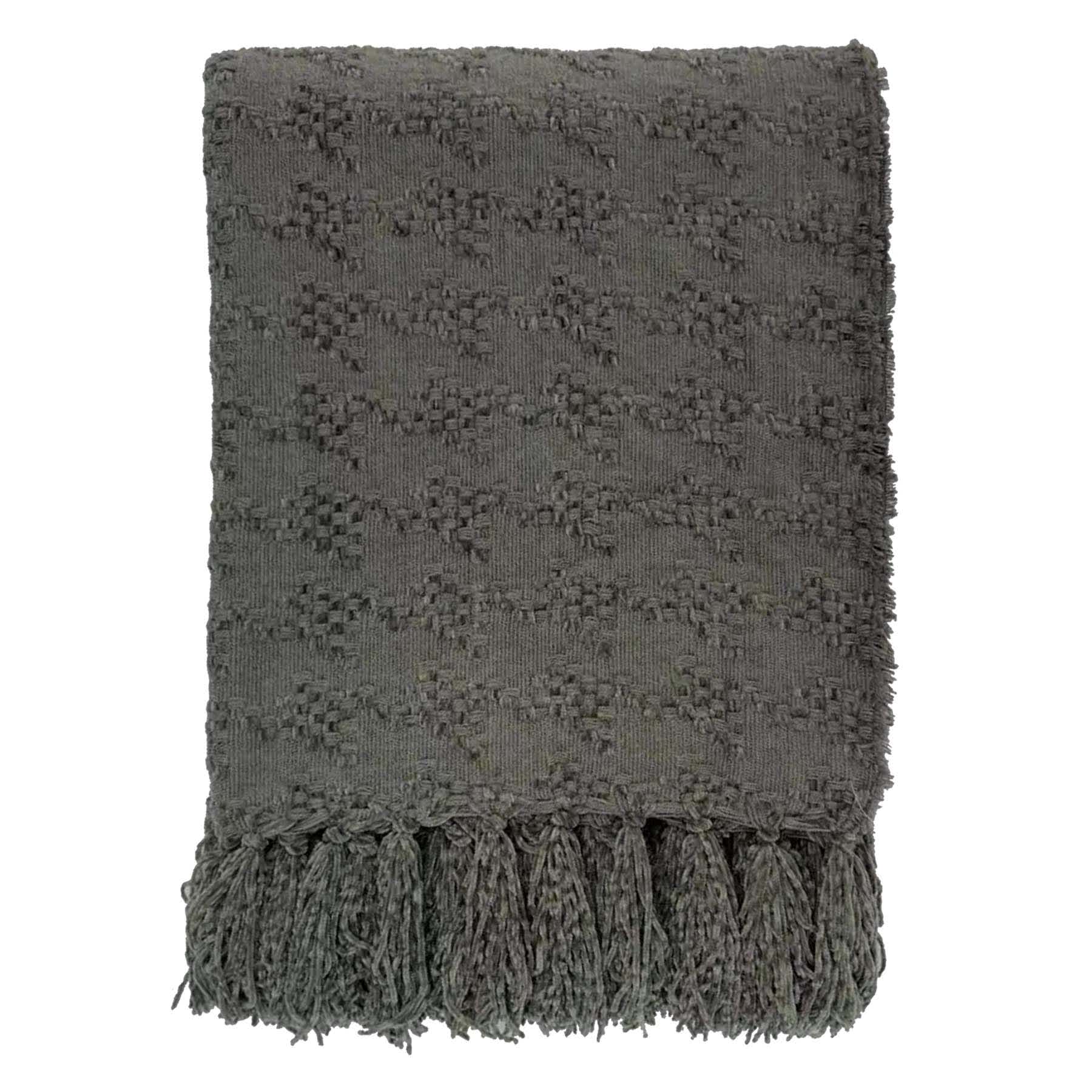 Crosby St. Grey Jacquard Woven Throw Blanket, 50x60